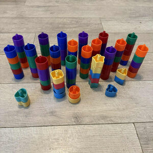 Discovery Toys Giant Pegboard Stacking Pegs Replacement Lot Mixed Colors Shapes